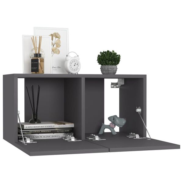 vidaXL 6 Piece TV Cabinet Set Grey Engineered Wood