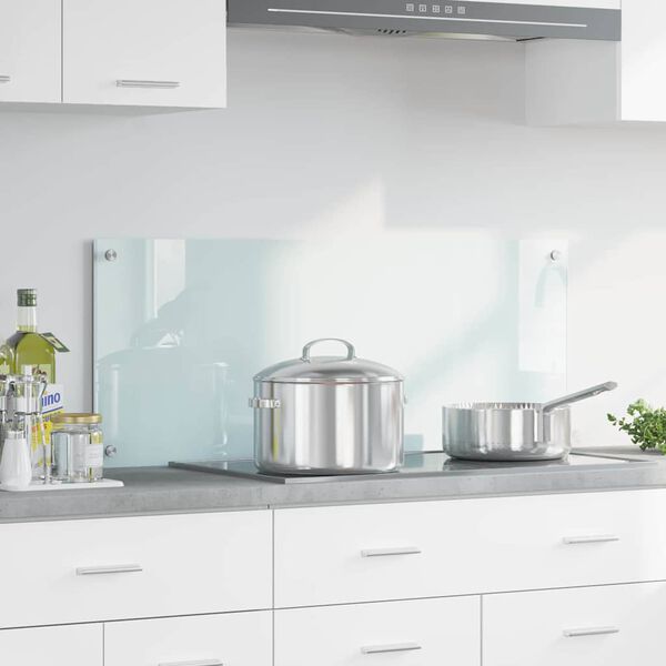 vidaXL Kitchen Backsplash White 100 x 40 cm Tempered Glass