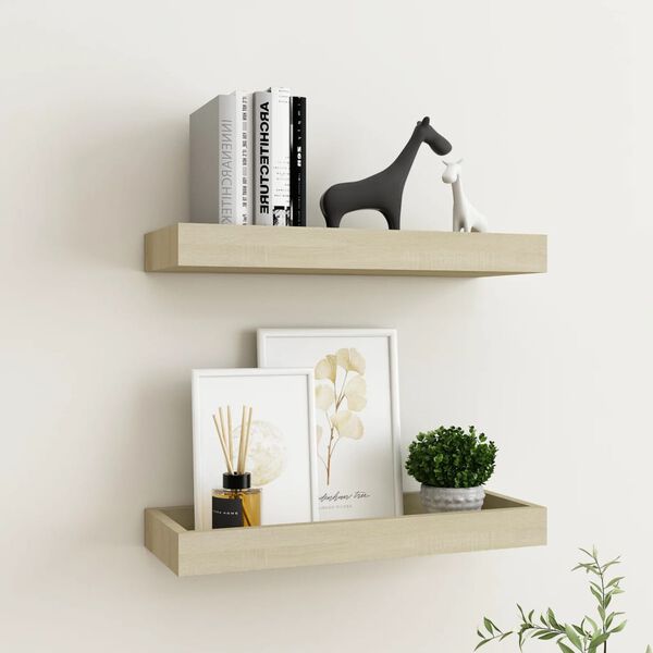 vidaXL Loggia Wall Shelves 2 pcs Oak 40x15x4 cm MDF