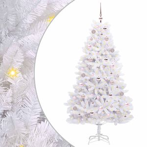 vidaXL Artificial Hinged Christmas Tree White 180 cm PVC and Steel