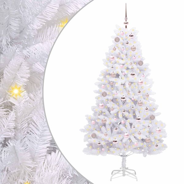 vidaXL Artificial Hinged Christmas Tree White 180 cm PVC and Steel