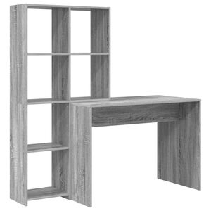 vidaXL Desk with Shelf Grey Sonoma 138.5 x 55 x 143 cm Engineered Wood