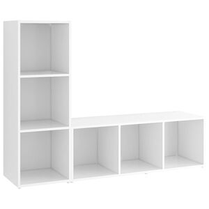 vidaXL 2 Piece TV Cabinet Set White 107x35x37 cm Engineered Wood