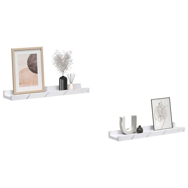 vidaXL Wall Shelf 2 pcs White Marble 40 x 9 x 3 cm Engineered Wood