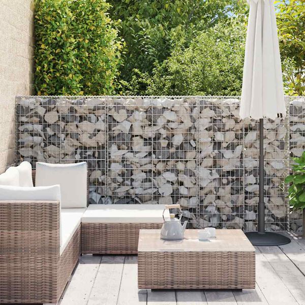 vidaXL Gabion Wall with Covers Galvanised Steel 900x50x150 cm