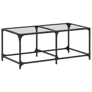 vidaXL Coffee Table with Transparent Glass Top 98.5x50x40 cm Steel