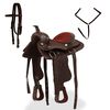 vidaXL Western Saddle. Headstall&Breast Collar Real Leather 13" Brown