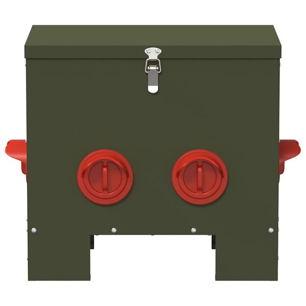 vidaXL Chicken Feeder Olive Green 40.5 x 25 x 38 cm Cold-Rolled Steel