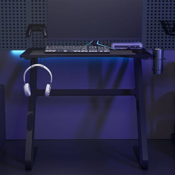 vidaXL Gaming Desk with ZZ Shape Legs Black 90x60x75 cm