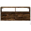 vidaXL TV Wall Cabinet with LED Lights Smoked Oak 100x31x45 cm