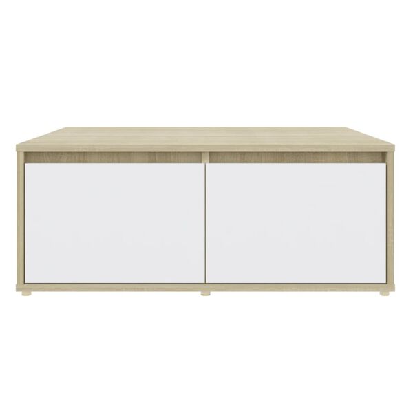vidaXL Coffee Table White and Sonoma Oak 80x80x31 cm Engineered Wood