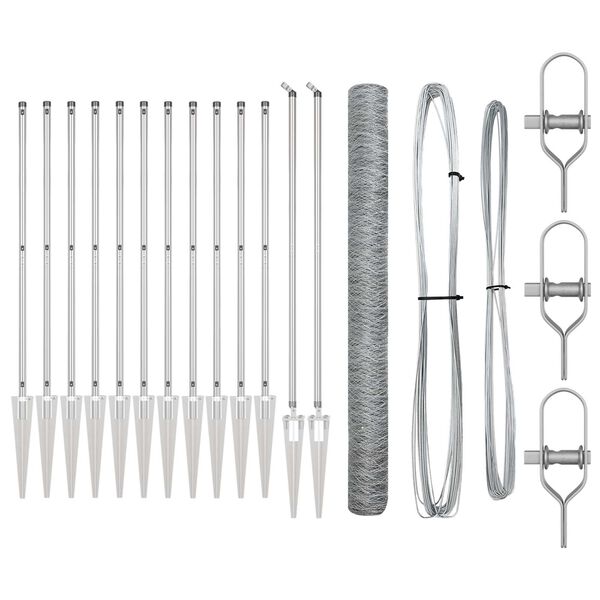 vidaXL Fence Post Silver 25 x 1.6 m (50 mm mesh) Steel