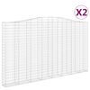 vidaXL Arched Gabion Baskets 2 pcs 400x30x220/240 cm Galvanised Iron