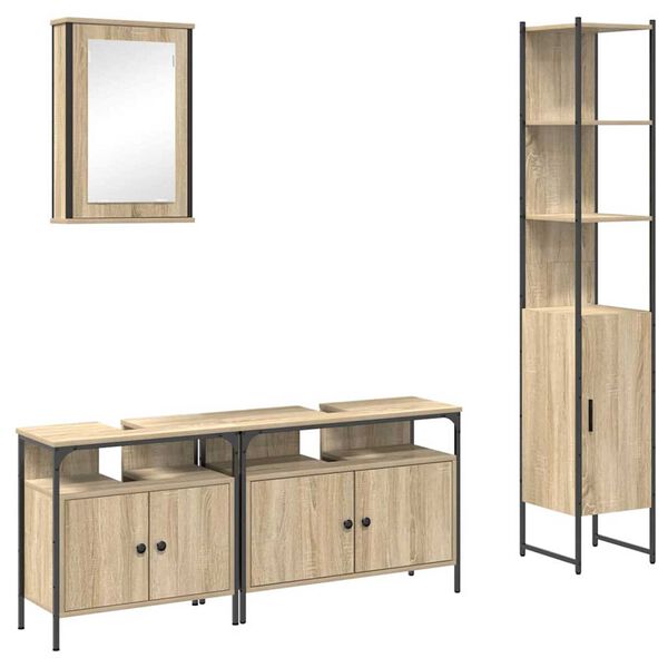 vidaXL Bathroom Furniture Set 4 pcs Sonoma Oak Engineered Wood