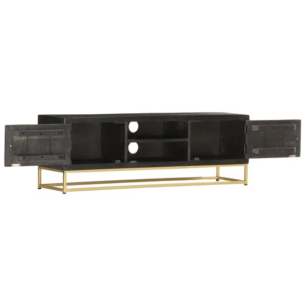 vidaXL TV Cabinet Black and Gold 120x30x40 cm Solid Mango Wood