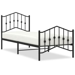 vidaXL Metal Bed Frame without Mattress with Footboard&nbsp;Black 80x200cm