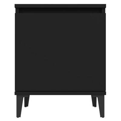 vidaXL Bed Cabinets with Metal Legs Black 40x30x50 cm