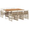 vidaXL 7 Piece Garden Dining Set with Cushions Beige Poly Rattan