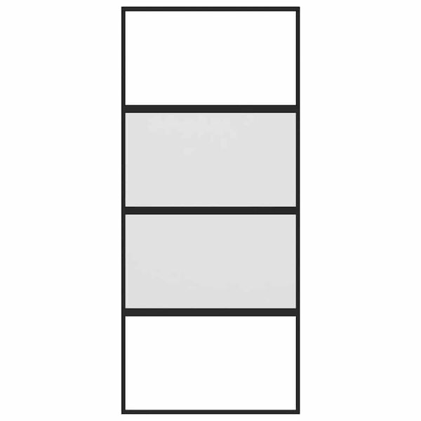 vidaXL Sliding Door Black 90x205 cm Tempered Glass and Aluminium