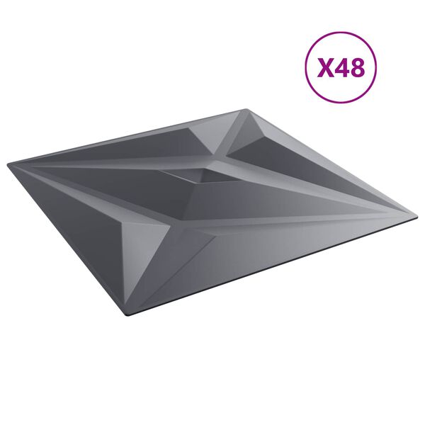 vidaXL Wall Panels Star 48 pcs Star Grey 50 x 50 cm XPS Foam