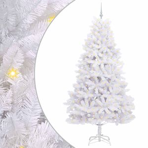 vidaXL Artificial Hinged Christmas Tree White 240 cm PVC and Steel