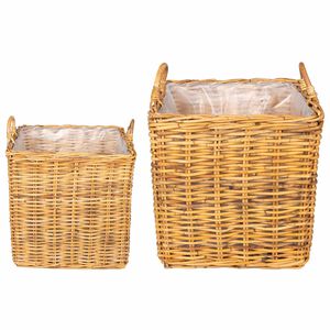 vidaXL Planter Basket GENDT 2 pcs Natural Brown Kubu Rattan