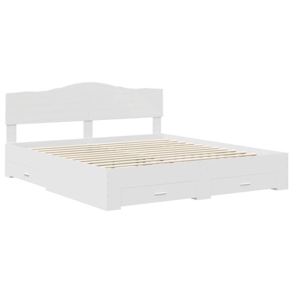 vidaXL Bed Frame with Headboard White 180 x 200 cm Engineered Wood