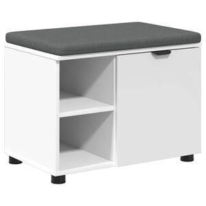 vidaXL Hall Bench White 60 x 38 x 46 cm Engineered Wood and Fabric