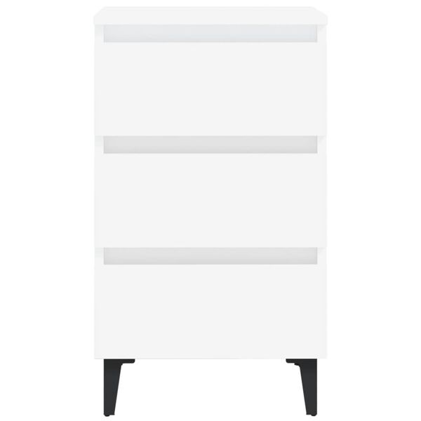 vidaXL Bed Cabinet with Metal Legs White 40x35x69 cm