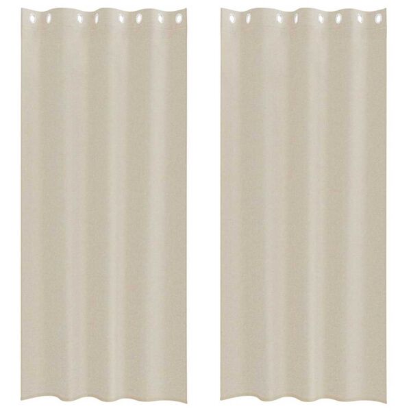 vidaXL Voile Curtain with Curtains 2 pcs Sand 225 x 140 cm Polyester