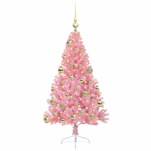 vidaXL Artificial Pre-lit Christmas Tree with 150 LEDs Pink 120 cm PVC