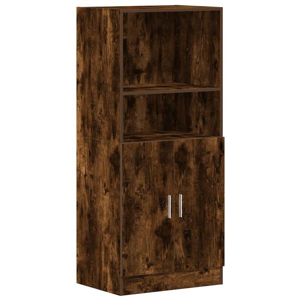 vidaXL Kitchen Cabinet Smoked Oak 57x41.5x131.5 cm Engineered Wood