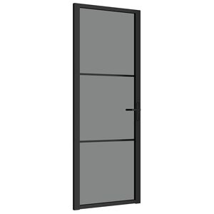 vidaXL Interior Door 76x201.5 cm Black ESG Glass and Aluminium