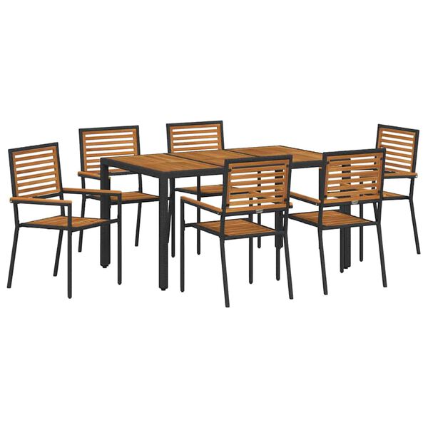 vidaXL Garden Dining Set 7 pcs Black Poly Rattan