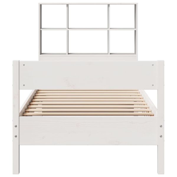 vidaXL Bookcase Bed without Mattress White 90x190 cm Small Single Solid Wood Pine