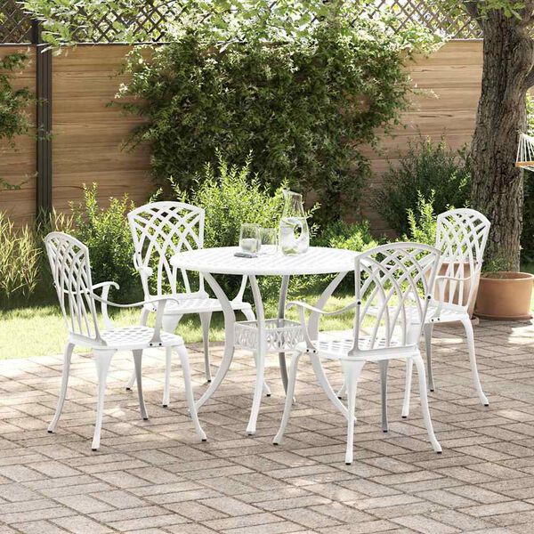 vidaXL Garden Dining Set 5 pcs White Aluminium