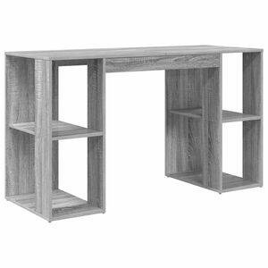 vidaXL Desk with Shelf Grey Sonoma 130 x 50.5 x 75 cm Engineered Wood