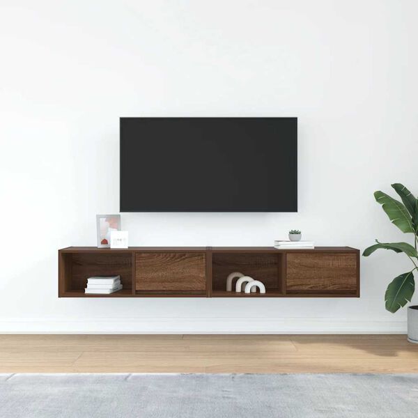 vidaXL TV Cabinets 2 pcs Brown Oak 80x31x25.5 cm Engineered Wood