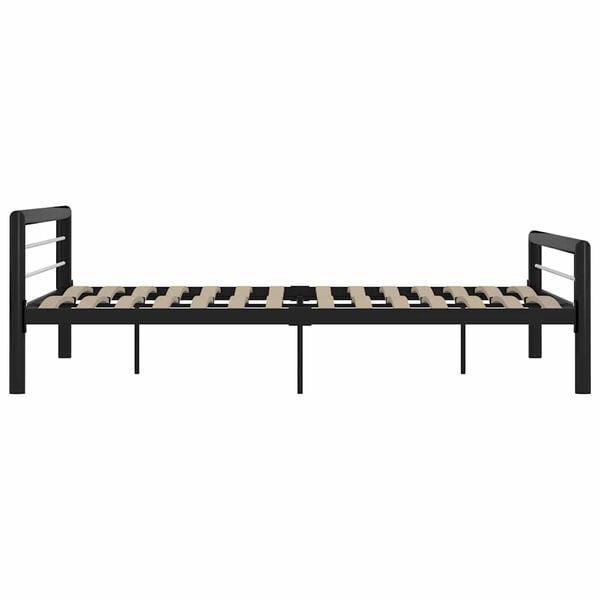 vidaXL Bed Frame without Mattress Black and White Metal 180x200 cm Super King