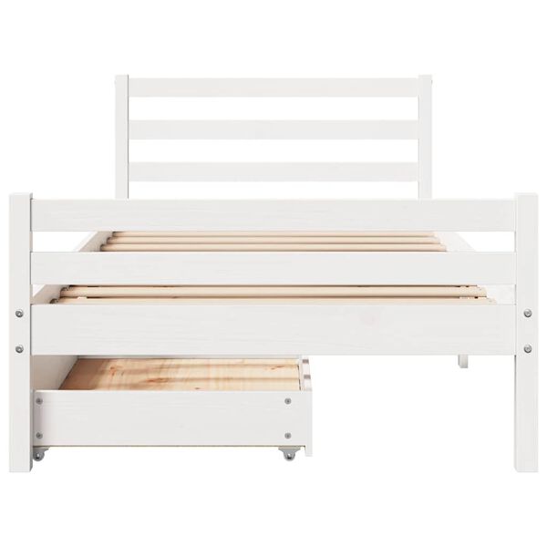 vidaXL Bed Frame without Mattress White 90x200 cm Solid Wood Pine