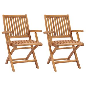 vidaXL Folding Chairs 2 pcs Solid Teak Wood