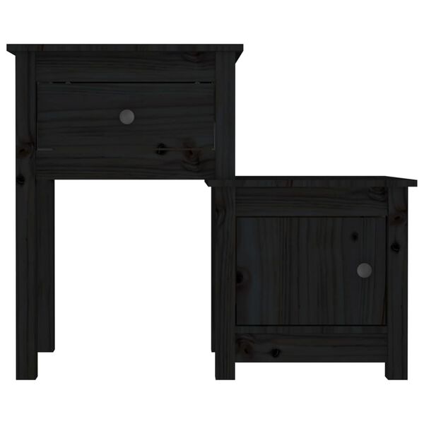 vidaXL Bedside Cabinet Black 79.5x38x65.5 cm Solid Wood Pine