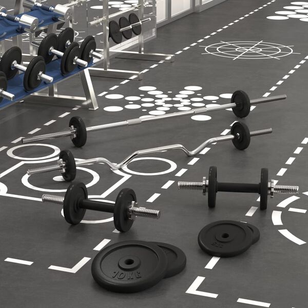 vidaXL Barbell and Dumbbell with Plates 60 kg Cast Iron