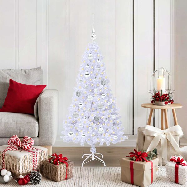vidaXL Artificial Christmas Tree with Stand White 120 cm PVC and Steel