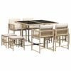 vidaXL 9 Piece Garden Dining Set with Cushions Beige Poly Rattan