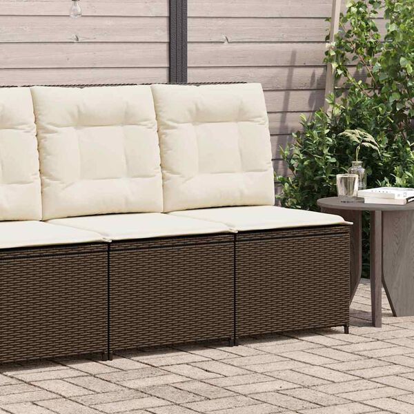 vidaXL Garden Sofa with Cushion Black and Cream White Poly Rattan