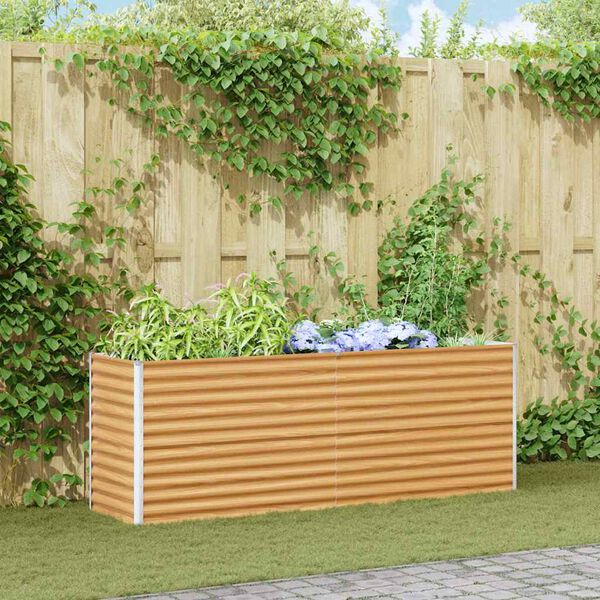 vidaXL Garden Raised Bed Light Brown 195 x 50 x 68 cm Galvanised Steel