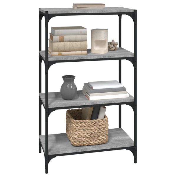 vidaXL Book Cabinet Grey Sonoma 60x33x100 cm Engineered Wood and Steel