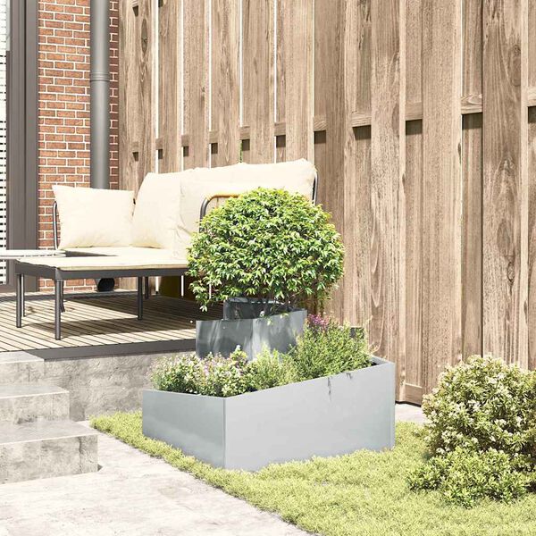 vidaXL Garden Planter Silver 60 x 60 x 50 cm Galvanised Steel