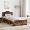 vidaXL Bed Frame with Headboard Smoked Oak 75 x 190 cm Solid Pine Wood
